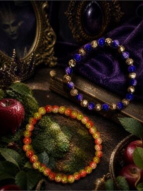 Title: Snow White Inspired Evil Queen & Poison Apple Bracelet Set 9”